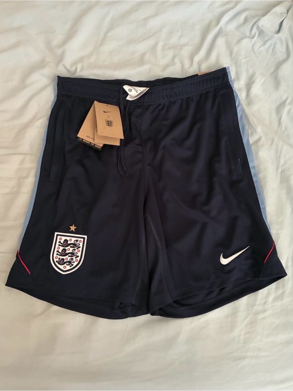 Nike Men's Dark Navy England Football Shorts with White Swoosh